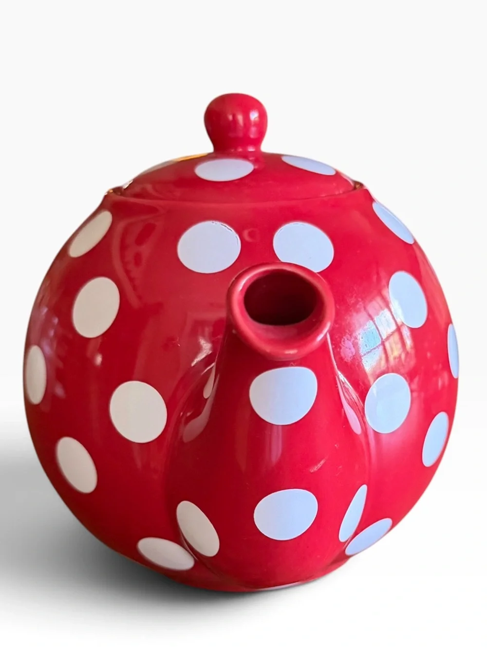 London Pottery Polka Dot Globe Teapot Red White David Birch Design